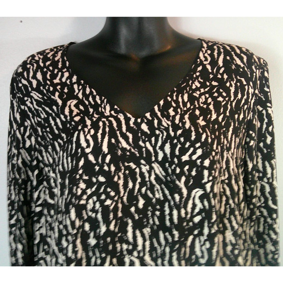 Ann Taylor Factory Women's Large Long Sleeve Blouse V-neck Elastic Waist - Picture 2 of 6